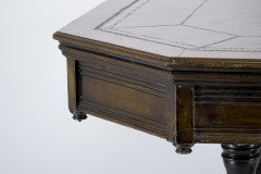 Maple & Co., Gothic Revival Oak Leather Top Writing Table on Decorative Castors - Thumbnail 4