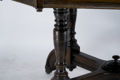 Maple & Co., Gothic Revival Oak Leather Top Writing Table on Decorative Castors - Thumbnail 8