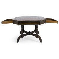 Maple & Co., a Gothic Revival Oak Leather Top Writing Table on Decorative Castors - Thumbnail 10