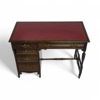 Lamb of Manchester, an Aesthetic Movement Walnut Writing Desk with New Leather - Thumbnail 1