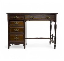 Lamb of Manchester, Aesthetic Movement Walnut Writing Desk with New Leather - Thumbnail 2