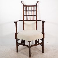 Liberty & Co., Style of. Probably Made by William Birch. An Arts & Crafts Mahogany Armchair - Thumbnail 2