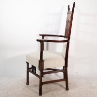 Liberty & Co., Style of. Probably Made by William Birch. An Arts & Crafts Mahogany Armchair - Thumbnail 4