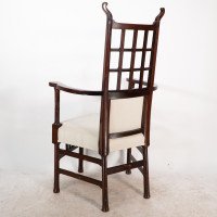 Liberty & Co., Style of. Probably Made by William Birch. An Arts & Crafts Mahogany Armchair - Thumbnail 5