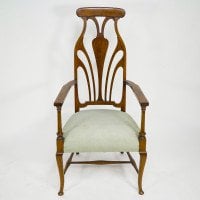 Liberty & Co., An Arts & Crafts Mahogany Armchair with an Art Nouveau Style Back - Thumbnail 2