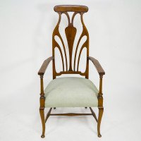 Liberty & Co., Arts & Crafts Mahogany Armchair with Art Nouveau Back - Thumbnail 2