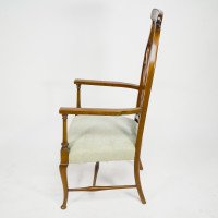 Liberty & Co., An Arts & Crafts Mahogany Armchair with an Art Nouveau Style Back - Thumbnail 4