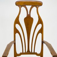 Liberty & Co., An Arts & Crafts Mahogany Armchair with an Art Nouveau Style Back - Thumbnail 6
