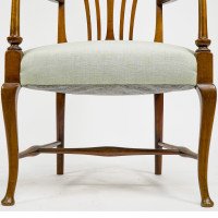 Liberty & Co., Arts & Crafts Mahogany Armchair with Art Nouveau Back - Thumbnail 9