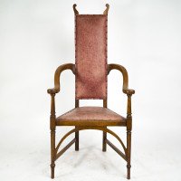 J. S. Henry. Ash Arts & Crafts Armchair with Elongated Back & Curled Ears to the Top - Thumbnail 2