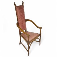 J. S. Henry. Ash Arts & Crafts Armchair with Elongated Back & Curled Ears to the Top