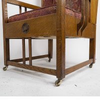 G. M. Ellwood Attributed, Arts & Crafts Armchair with Morris & Co., bird Fabric - Thumbnail 3