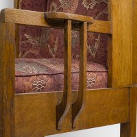 G. M. Ellwood Attributed, Arts & Crafts Armchair with Morris & Co., bird Fabric - Thumbnail 4