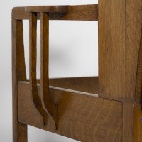 G. M. Ellwood Attributed, Arts & Crafts Armchair with Morris & Co., bird Fabric - Thumbnail 6
