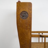 G. M. Ellwood Attributed, Arts & Crafts Armchair with Morris & Co., bird Fabric - Thumbnail 7