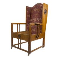 G. M. Ellwood Attributed, Arts & Crafts Armchair with Morris & Co., bird Fabric - Thumbnail 9