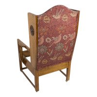 G. M. Ellwood Attributed, Arts & Crafts Armchair with Morris & Co., bird Fabric - Thumbnail 11