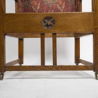 G. M. Ellwood Attributed, Arts & Crafts Armchair with Morris & Co., bird Fabric - Thumbnail 12