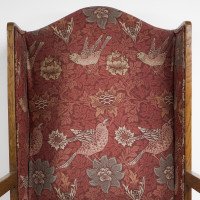 G. M. Ellwood Attributed, Arts & Crafts Armchair with Morris & Co., bird Fabric - Thumbnail 13