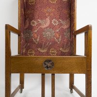 G. M. Ellwood Attributed, Arts & Crafts Armchair with Morris & Co., bird Fabric - Thumbnail 15