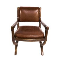 E. W. Pugin, Style of. An Arts & Crafts Oak & Leather Armchair with Organic Styling - Thumbnail 2