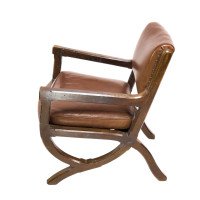 E. W. Pugin, Style of. An Arts & Crafts Oak & Leather Armchair with Organic Styling - Thumbnail 3