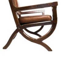 E. W. Pugin, Style of. Arts & Crafts Oak & Leather Armchair with Organic Styling - Thumbnail 6
