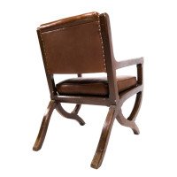 E. W. Pugin, Style of. An Arts & Crafts Oak & Leather Armchair with Organic Styling - Thumbnail 11