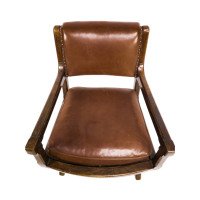 E. W. Pugin, Style of. An Arts & Crafts Oak & Leather Armchair with Organic Styling - Thumbnail 12