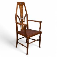 Liberty & Co., Arts & Crafts Armchair with Heart Cut-outs & Stylized Floral Detail