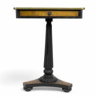 An Early to Mid Victorian Mahogany & Satinwood Top Pedestal Occasional Table - Thumbnail 1