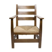 M. H. Baillie Scott Arts & Crafts Oak Armchair Made by J P White's Pyghtle Works