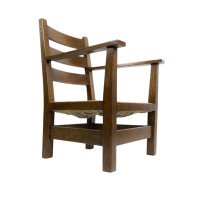 M. H. Baillie Scott Arts & Crafts Oak Armchair Made by J P White's Pyghtle Works - Thumbnail 5