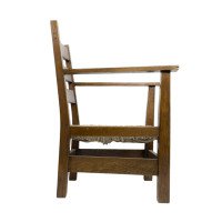 M. H. Baillie Scott Arts & Crafts Oak Armchair Made by J P White's Pyghtle Works - Thumbnail 2