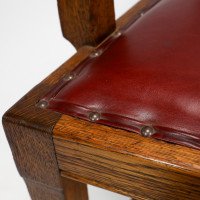 Shapland & Petter Substantial Arts & Crafts Oak Armchair with Floral Decoration - Thumbnail 9