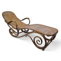 Thonet, a Bentwood Chaise Lounge with Wonderful Scroll Work Details & Cane Work