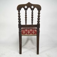 A Set of Four Gothic Revival Bobbin Turned Oak Dining Chairs - Thumbnail 19