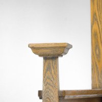 An Arts & Crafts Ash Wood Armchair with Square Caps & an Embossed Copper Panel - Thumbnail 7