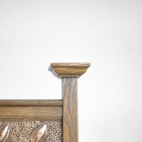 An Arts & Crafts Ash Wood Armchair with Square Caps & an Embossed Copper Panel - Thumbnail 11