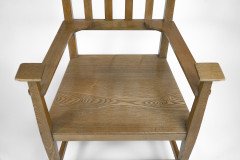 An Arts & Crafts Ash Wood Armchair with Square Caps & an Embossed Copper Panel - Thumbnail 12