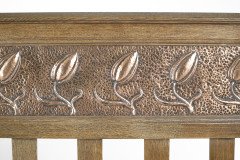An Arts & Crafts Ash Wood Armchair with Square Caps & an Embossed Copper Panel - Thumbnail 13