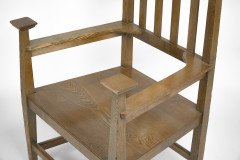 An Arts & Crafts Ash Wood Armchair with Square Caps & an Embossed Copper Panel - Thumbnail 18
