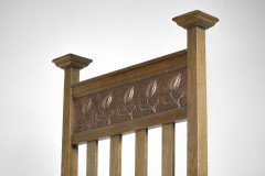 An Arts & Crafts Ash Wood Armchair with Square Caps & an Embossed Copper Panel - Thumbnail 20