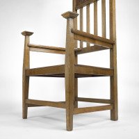 An Arts & Crafts Ash Wood Armchair with Square Caps & an Embossed Copper Panel - Thumbnail 21