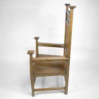 R. W. McNerney, Arts & Crafts Ash Tall-Back Armchair with Hayle Copper Panel - Thumbnail 22
