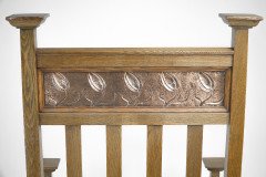 An Arts & Crafts Ash Wood Armchair with Square Caps & an Embossed Copper Panel - Thumbnail 25