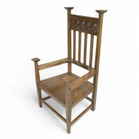 R. W. McNerney, Arts & Crafts Ash Tall-Back Armchair with Hayle Copper Panel