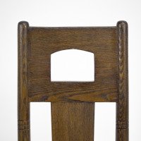 E G Punnett, attributed. For William Birch Set of Four Glasgow School Oak & Rush Chairs - Thumbnail 4