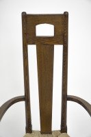 E. G. Punnett Attributed, for William Birch Set of Four Glasgow School Oak & Rush Chairs - Thumbnail 5