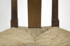 E. G. Punnett Attributed, for William Birch Set of Four Glasgow School Oak & Rush Chairs - Thumbnail 8